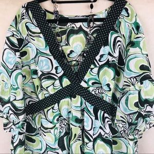 NY Collection | Babydoll Top | Green | 2X